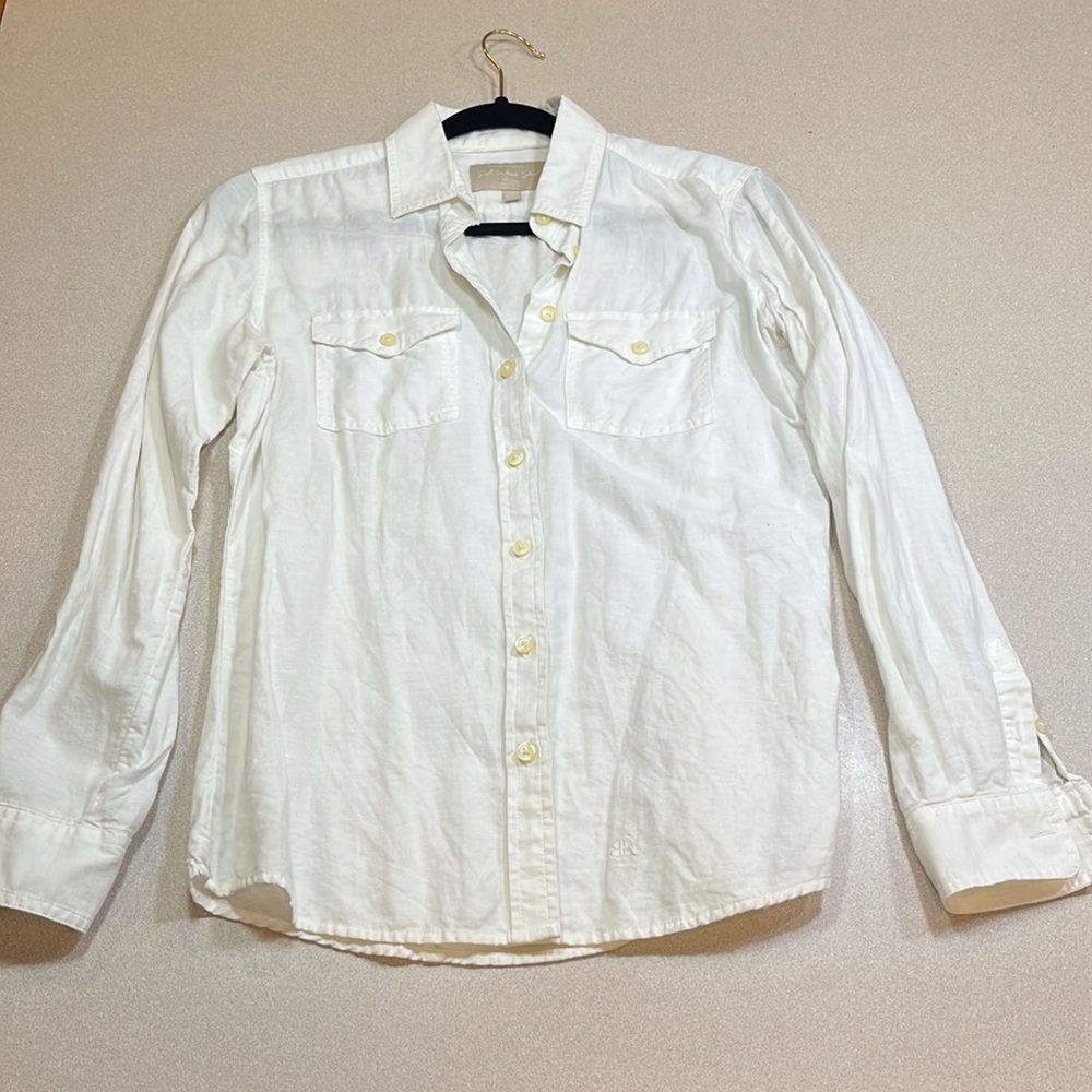 Banana republic white linen soft wash shirt size S